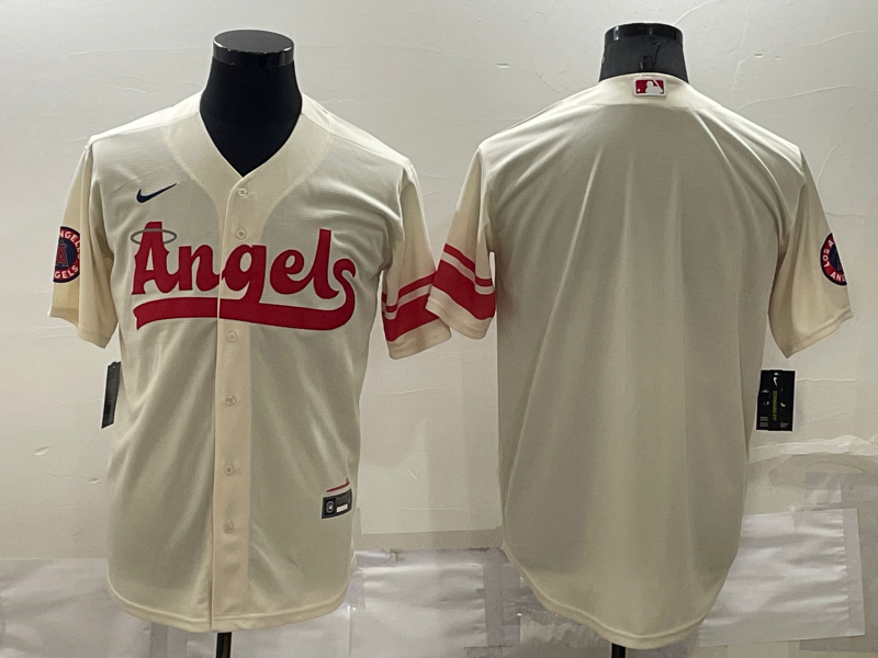 Men's Los Angeles Angels Cream 2022 City Connect Team Blank Jersey